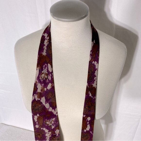 Vintage R. Andretti Burgundy Brown Abstract Print 100% Silk Tie - Picture 7 of 10